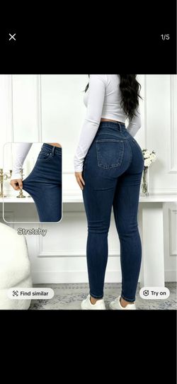 Elegant High Waist Long Skinny Denim Jeans size 18