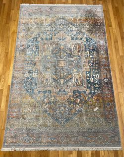 Area Rug | Blue & Rust Tones