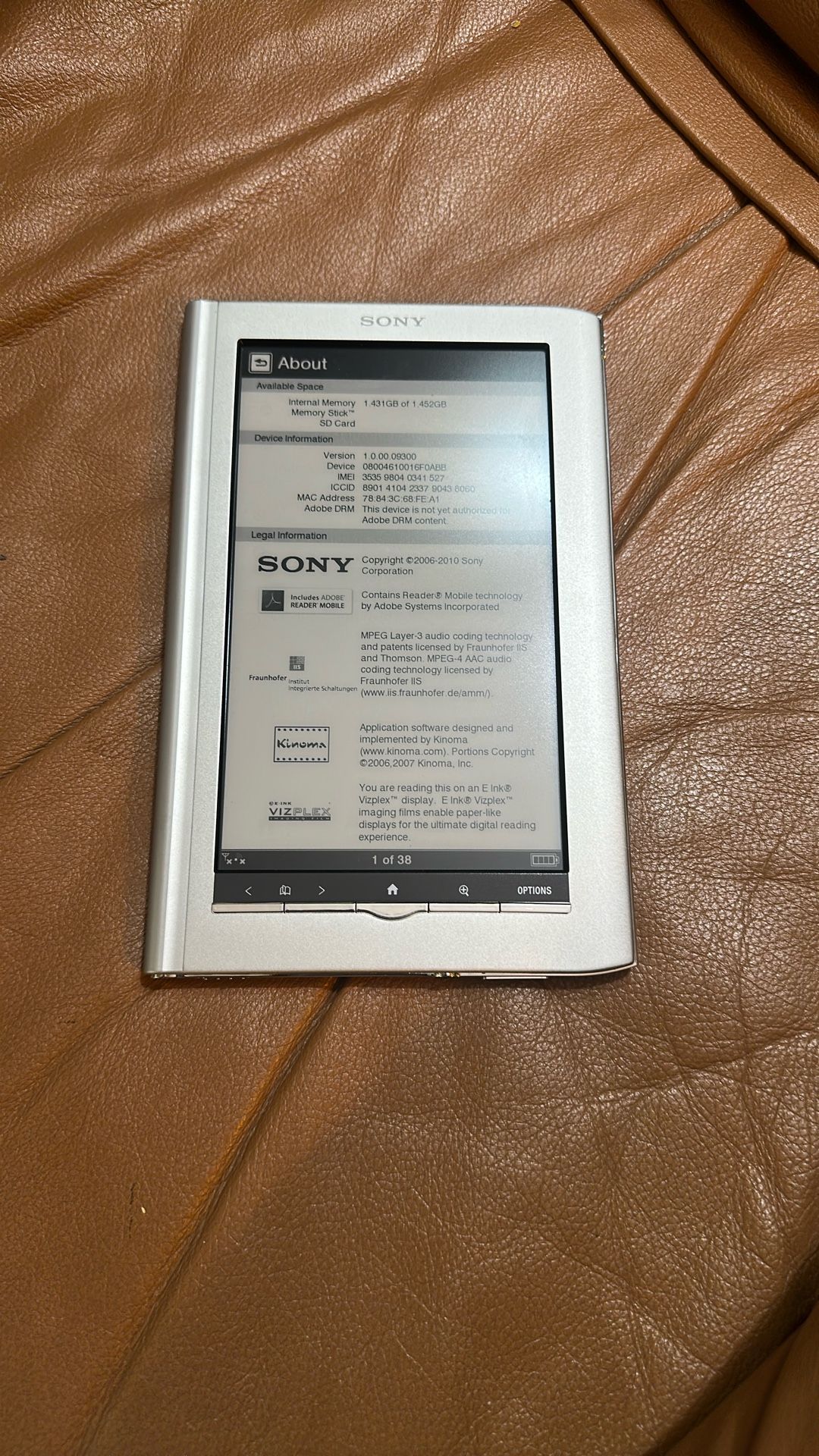 Sony Reader Silver WiFi Touchscreen