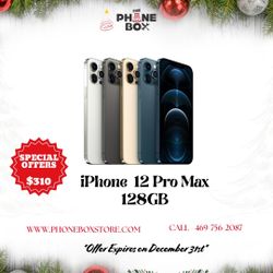 IPhone 12 Pro Max 128GB Desbloqueado, disponible en Amazon con una oferta de $310 hasta el 31 de diciembre.