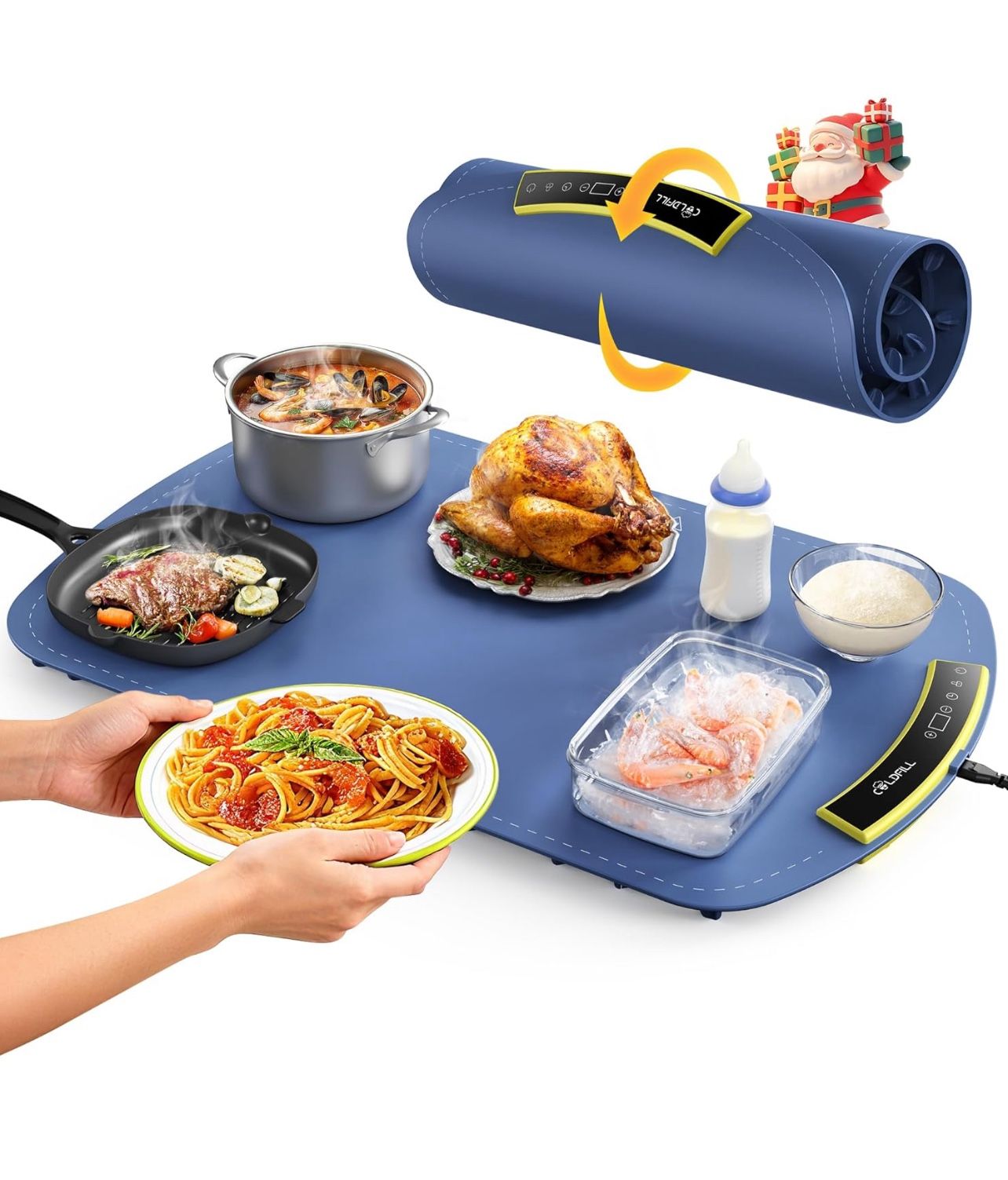 Brandnew Food Warming Mat, Large Electric Warming Mat for Food & Buffet Party, 8 Temp Levels & 4H Timer, 5s Full-Surface Heating, Waterproof Silicone 