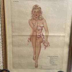 Vintage 1940s pin up Vargas Girl gold frame
