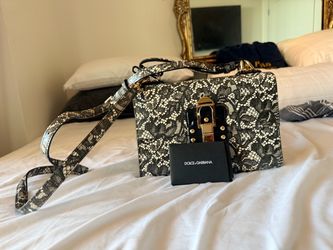 Dolce & Gabbana Lace Print Structured Handbag