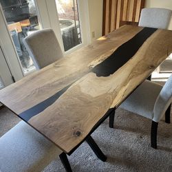 Custom Built White Oak / Epoxy Dining Table