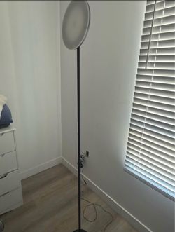 Black Floor Lamp with Round Shade and with control