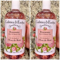 2x Crabtree & Evelyn Rosewater Bath & Shower Gel 16.9 Fl Oz full size  