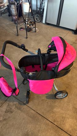 Pink and Black Doll Pram Stroller