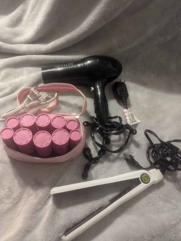 Conair Curlers, Hair Straightener, Revlon Hair Dryer