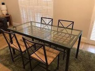 Metal/ Glass kitchen table with four chairs