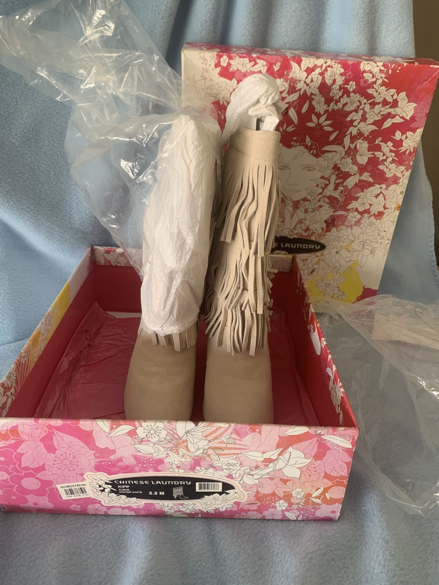 Chinese Laundry Suede Fringe Boots
