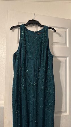 Emerald green sequence long dress dress size 18