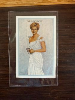 Princess Diana White Chiffon Evening Dress Commemorative Sheet Stamp, Limited Edition Collector Item