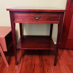 Nightstand End Table With Drawer And Shelf