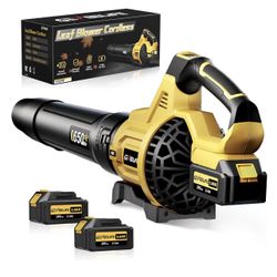 GEVEELIFE Leaf Blower Cordless, 650CFM & 3 Speed Levels, Electric Cordless Leaf Blower with 2 * 5.0Ah Battery Powered, Blowers for Lawn Care, Yard, Bl
