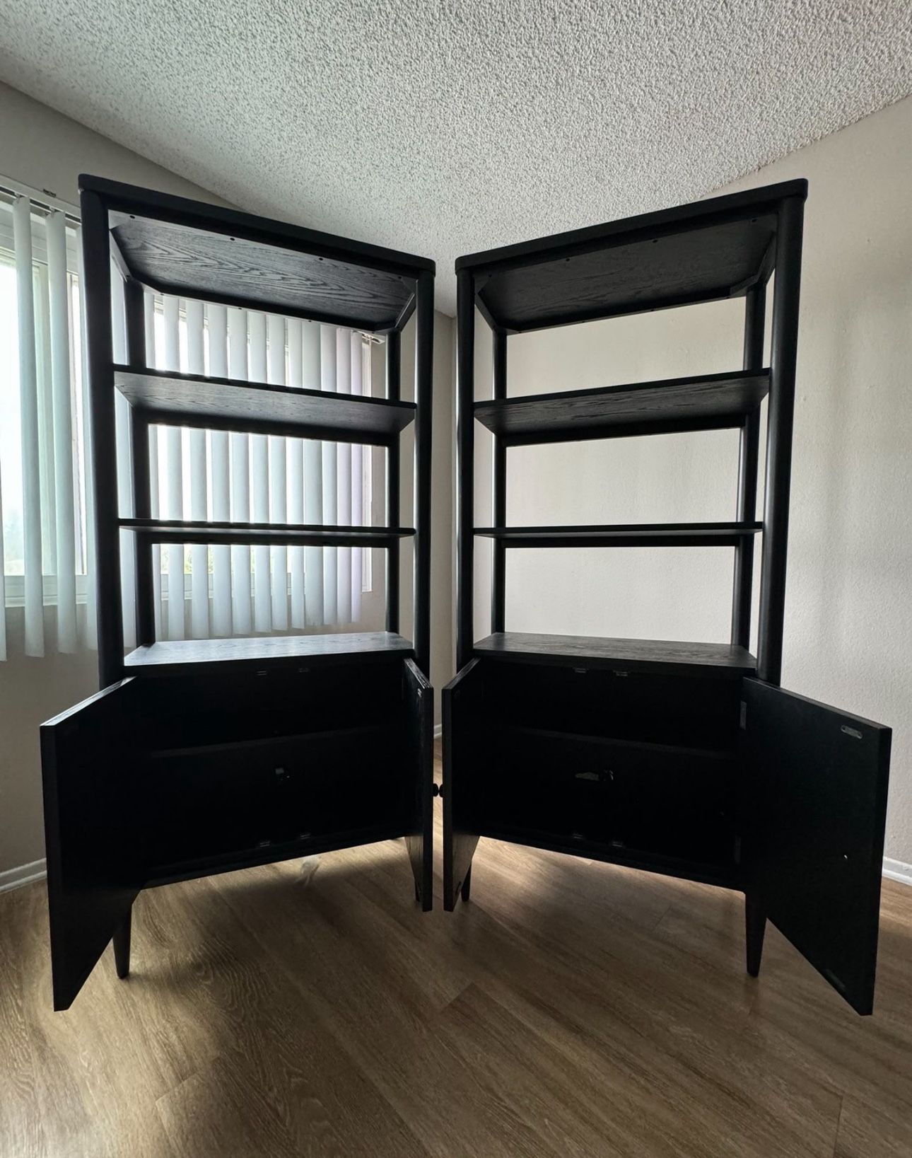 Austen Black 72" High Traditional Wood Bookcase Pier | Doors | Shelves | Storage | Etagere