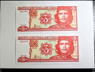 Banco Central de Cuba 3 peso Che Guevara currency - price for all- cash pickup at angleton