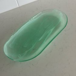 Beautiful Green And White Glass Serving Plate