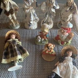 Figurines Victorian Porcelain Homco Dolls Vintage Resin Clown Girl 
