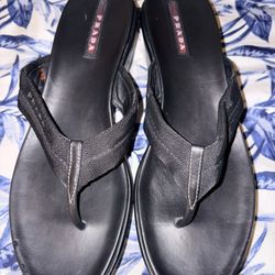 Leather Thong Wedge Sandals