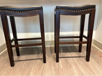Dark Wood Backless Bar Stools