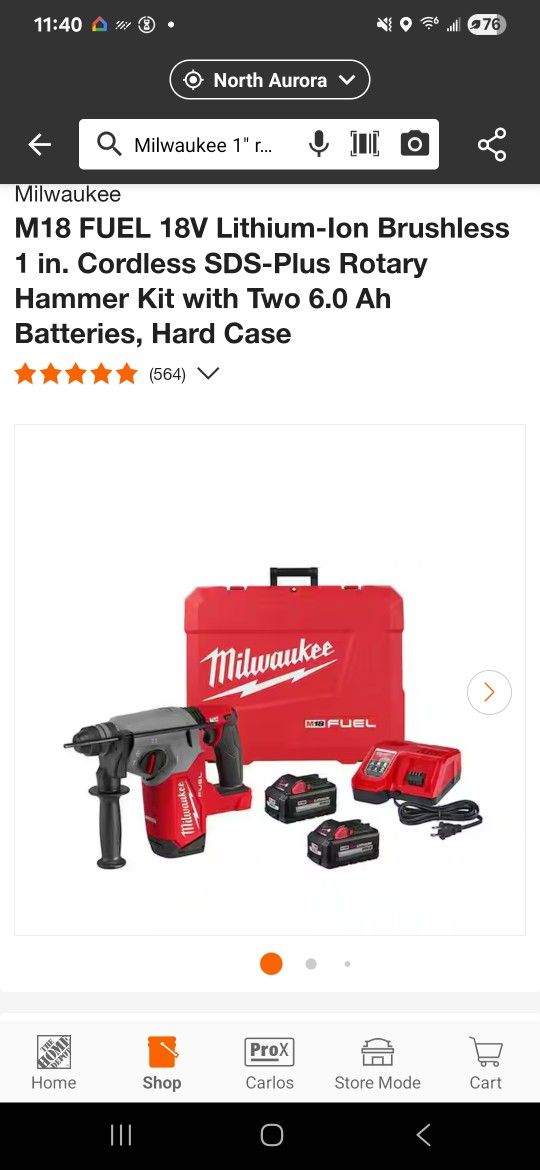 Milwaukee M18 1" ROTARY HAMMERDRILL KIT
