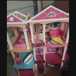 Barbie house and Barbie toys