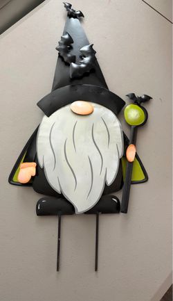 Halloween witch warlock gnome 3D bats metal garden decoration