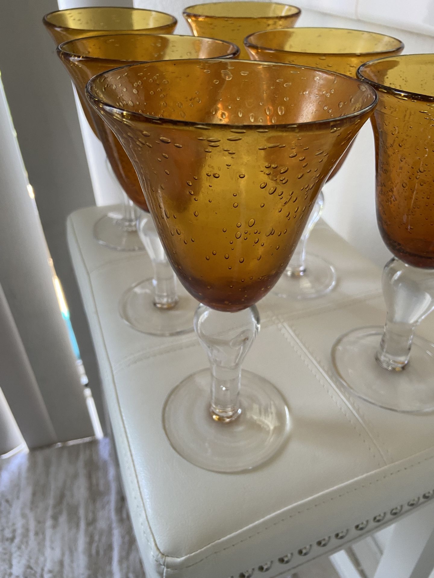 Festive Bubbled Glass Goblet Set of 8