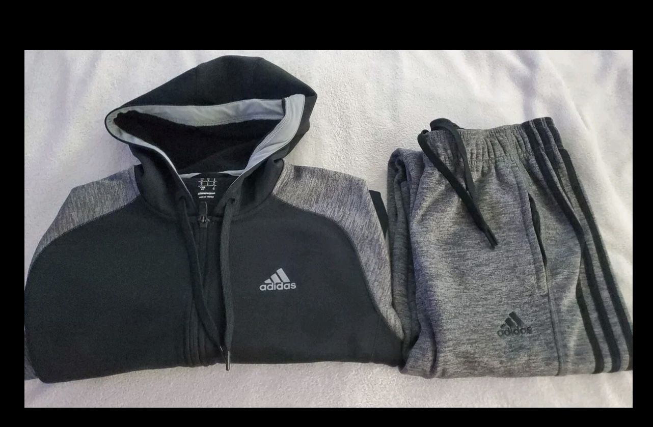 MEN ADIDAS RUNNING CLIMLITE LONG PANTS & JACKET SIZE S PRE-OWNED