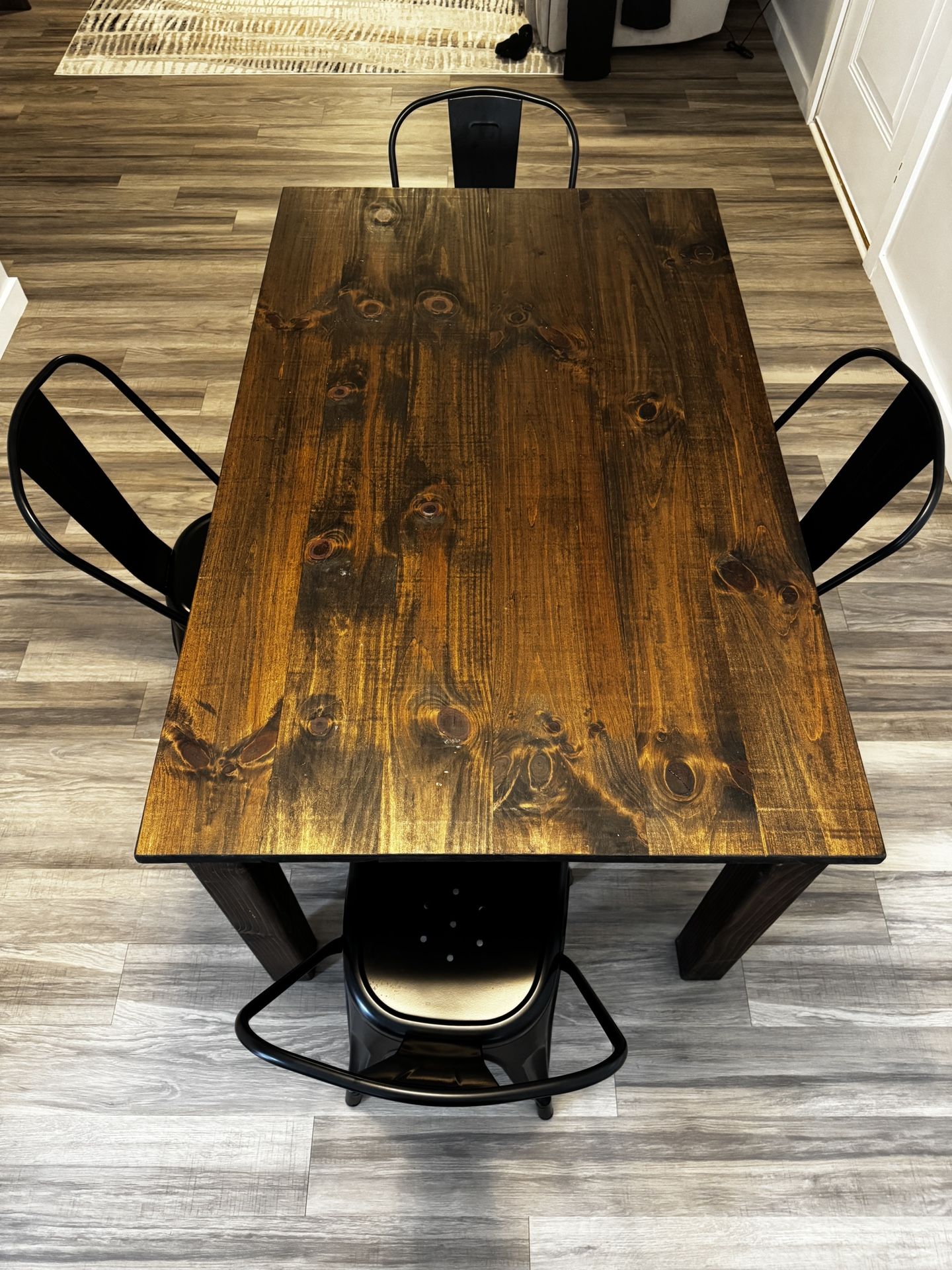 Beautiful Wooden Kitchen Table with 4 Steel Chairs