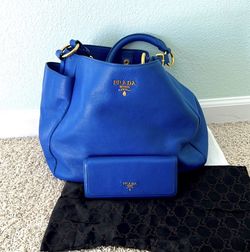 Prada “Azurro” Blue bag with matching wallet