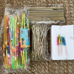 PARASOL TIKI STRAWS ORGANIC KNOTTED BAMBOO REUSABLE STRAWS & PICKS BUNDLE