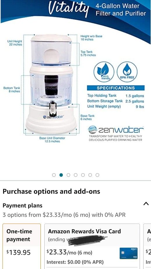 Zen Water Countertop Filtration & Purification System 4 Gallon 