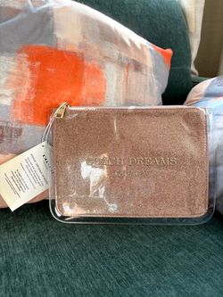 NWT Coach DREANS SUNSET Makeup Pouch Bag Cosmetic Clutch Glittery Pink Color