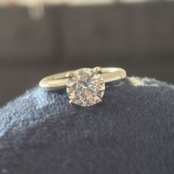 Good Silver Platted Ring Real Diamond 1ct