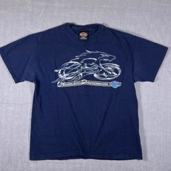 Vintage Y2K Harley-Davidson Hal's Milwaukee WI Graphic Navy T-Shirt Size L