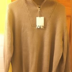 Women’s ZARA Tan Sweatshirt Size Medium Pick Up Only 