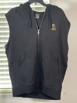 EUC: OVO Drake Sleeveless Black Full Zip Hoodie Owl Embroidered Size XL