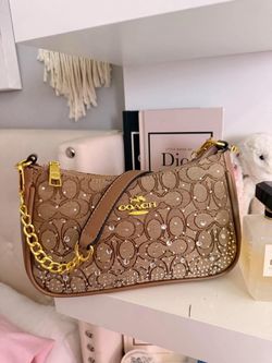 Coach Signature Crossbody Bag with Crystal Embellishments