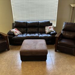 MUST GO! Last Chance For A Great Deal💯2 Mission Recliner Chairs, Couch With Double Recliners With Ottoman