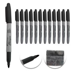 12-Piece Black Fine Point Permanent Marker