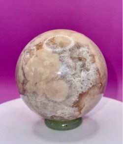 Pink Amethyst + Flower Agate Crystal Sphere