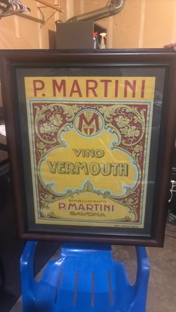 P. Martini Vino Vermouth Framed Vintage Label Print