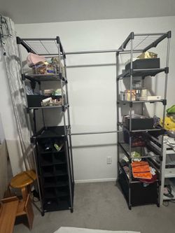 Freestanding Double Rod Adjustable Organizer System with Shelves for ($45)