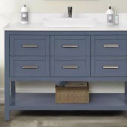 48" Blue Single Sink Bathroom Vanity with Top - NEW