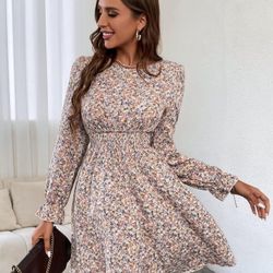 Shein Pink Floral Long Sleeve Dress Size XS