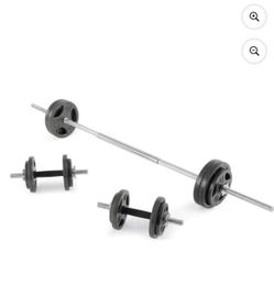 5ft Steel Barbell , Steel Bar Handles , 10.lbs X 4    5.lbs X 6   2.5.lbs x6 