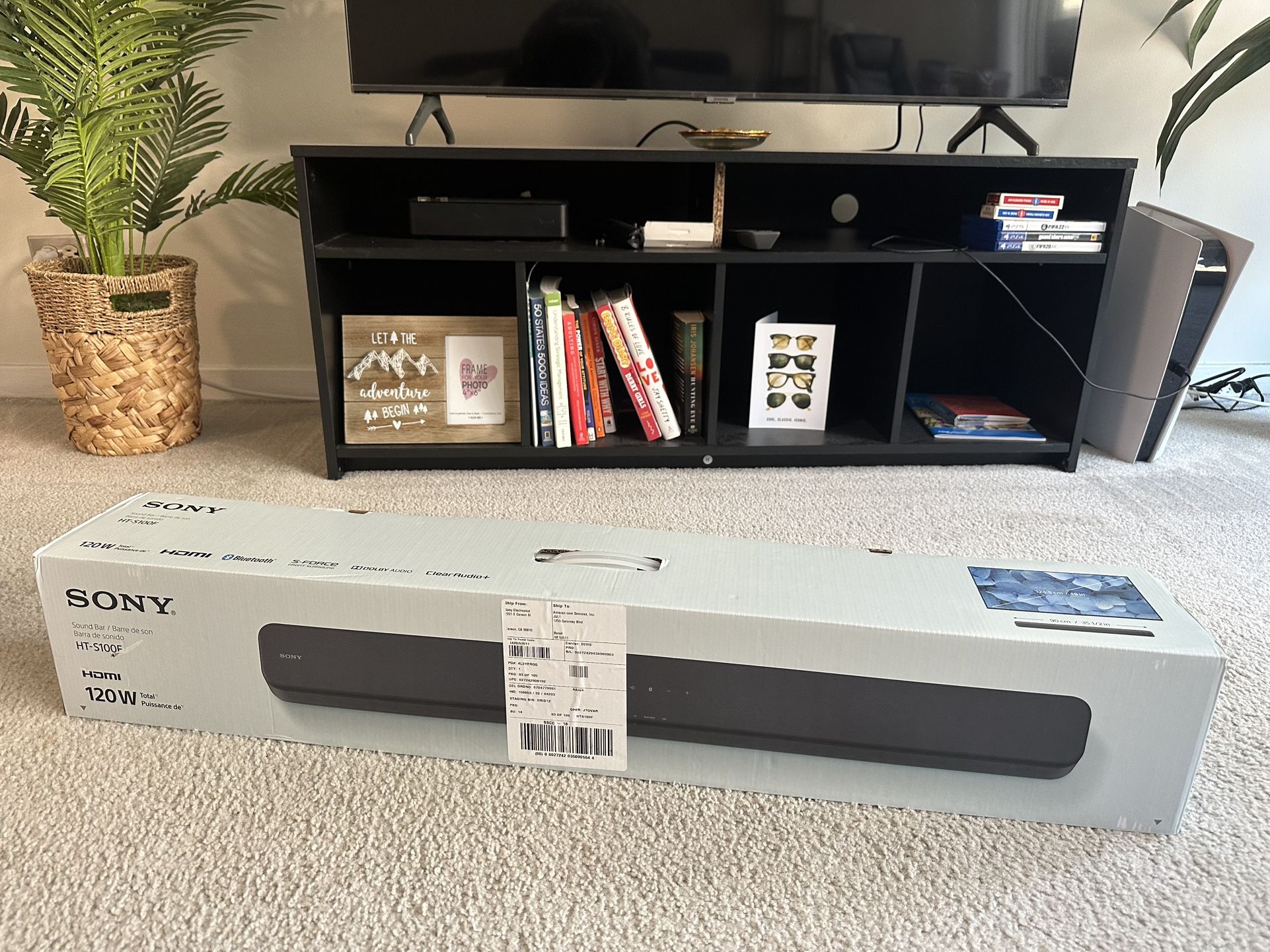 Sony HTS100F 2.0 Channel Soundbar Bass Reflex Speaker Black, 25W, HDMI Optical