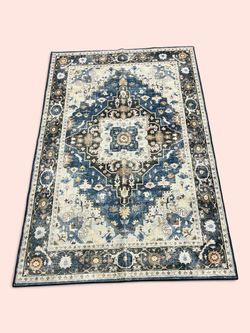 4x6 Blue & Ivory Vintage-Style Area Rug | $30