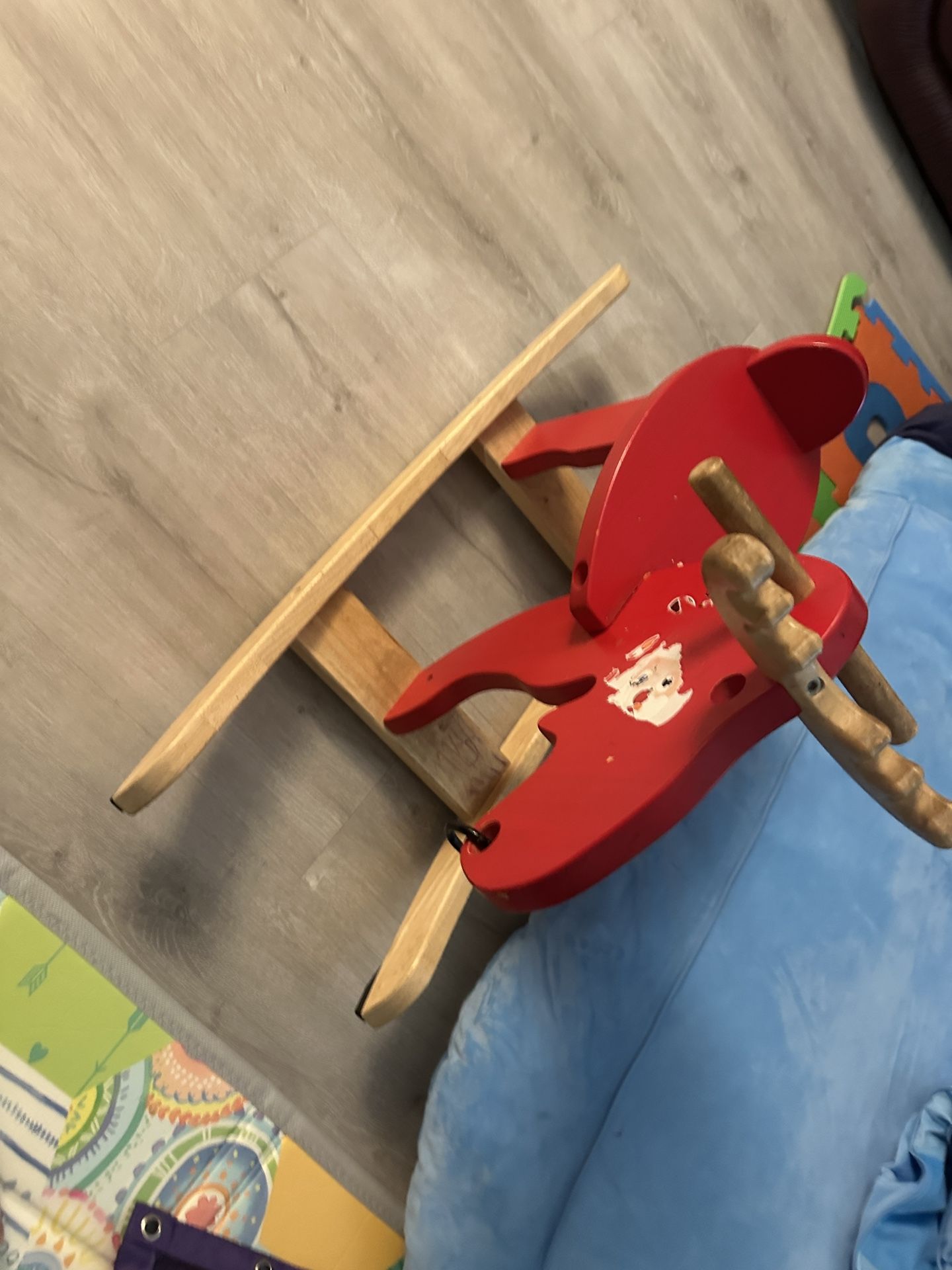 IKEA - Rocking moose, red/rubberwood